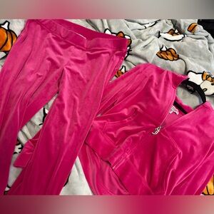 Juicy Couture Fuchsia Hot Pink Velour Tracksuit set